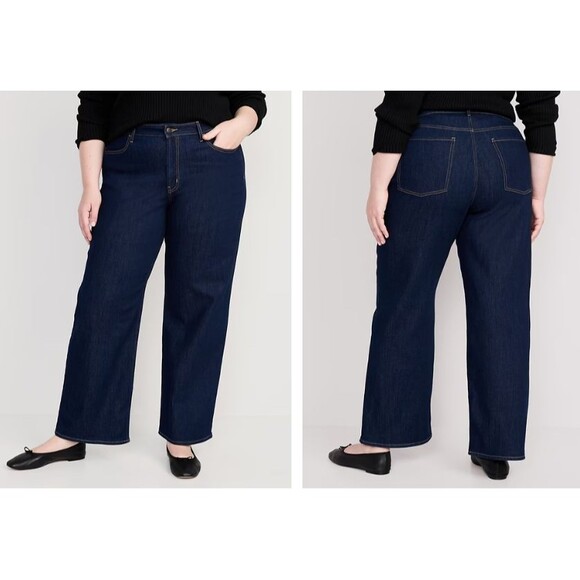 NWT Old Navy WOW Wide Leg Jeans Womens Sz 20 Blue Dark Wash High Rise - Picture 1 of 7